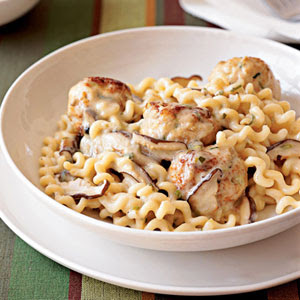 Turkey Meatballs and Pasta in Cream Sauce