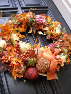 Fall Wreath redo hanging on door