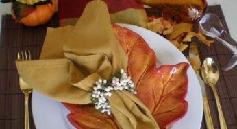 Thanksgiving Tablescape Using White, Gold and Brown