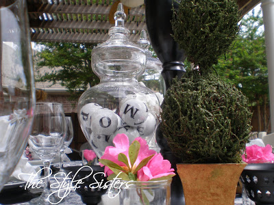 Outdoor Black and white tablescape French Style 