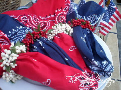 4th of JULY NAPKINS AND NAPKIN RING SALE $12.50 for 4 NAPKINS and 8 RINGS