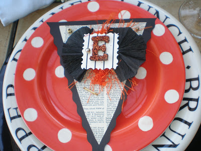 Orange black and white Halloween Tablescape