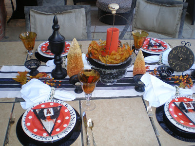 Orange black and white Halloween Tablescape - Karins Kottage