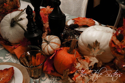 white and orange pumpkins centerpiece