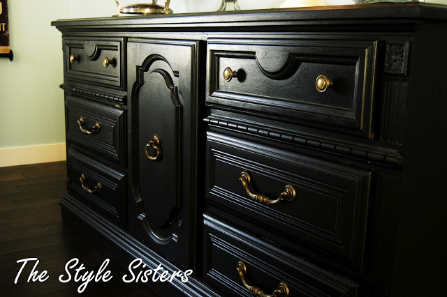 Turn a thrift store dresser into buffet table. Recycle furniture