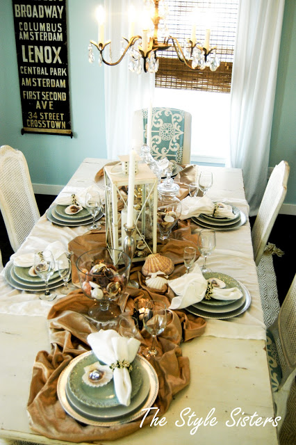 Thrift store dining room and Beachy tablescape