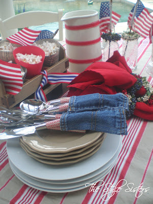 4th of July Tablescape, 4th of July Buffet, red white and blue tablescape, Memorial Day Table decor, 4th of July table decor,  Red white and Blue