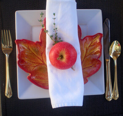 Simple Outdoor Fall Tablescape with fresh apples