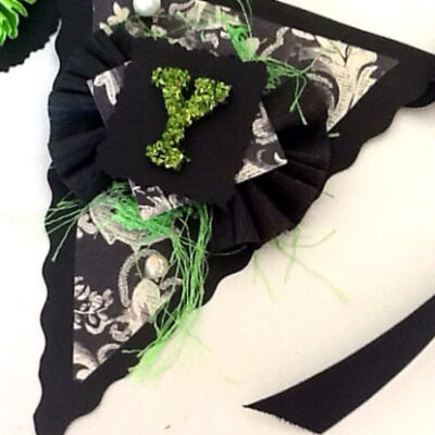 Lime green and Black Halloween banners and Centerpiece Wednesday