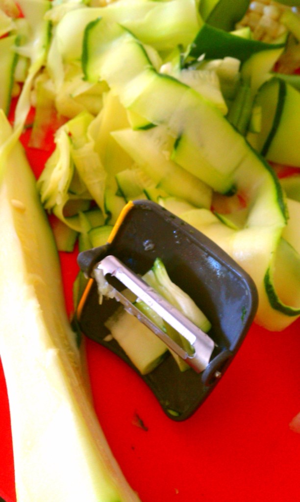 Zucchini ribbon pasta with creamy sauce