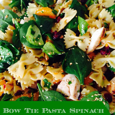 Bow tie pasta spinach salad with grilled chicken