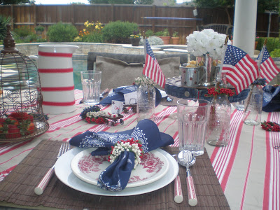 red white and blue tablescape, Memorial Day Table decor, 4th of July table decor,  Red white and Blue