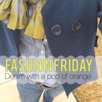 Fashion Friday- Navy jacket and pop of orange