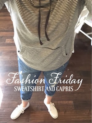 FAshion Friday sweatshirt and jean capris