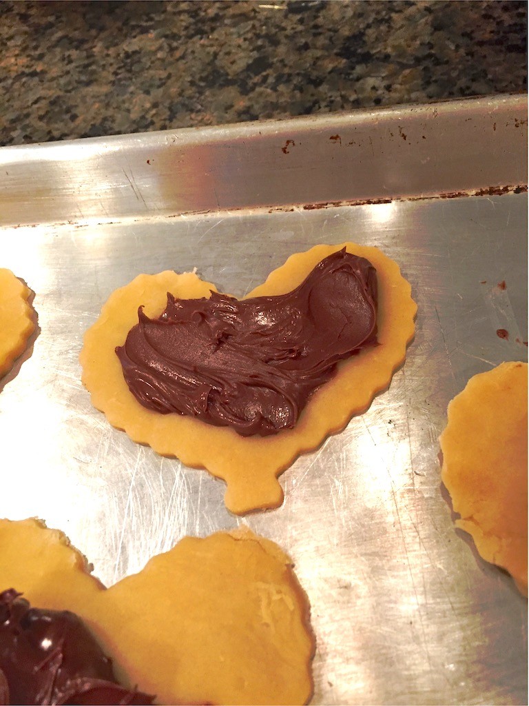 Nutella on heart shaped pie crust