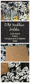 DIY necklace holder out of cork board and fabric, Organizing jewelery, The Style Sisters