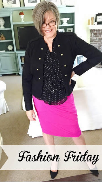 Fashion Friday fitted black jacket with gold buttons. How to lengthen a short waist
