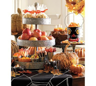 pottery barn 3 tier tin centerpiece for fall, 