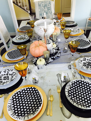  black and white polka dot plates