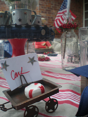 Red white and blue tablescape, 4th of July table decor