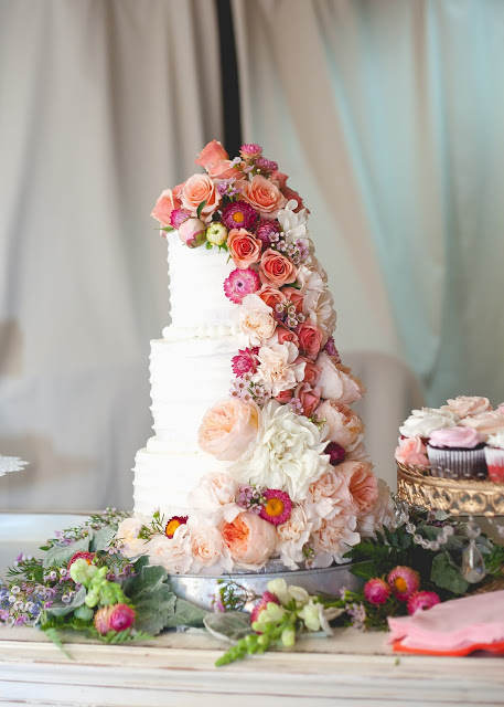 Wedding cake with flowers cascading, Peach and Navy Blue wedding part 2- The Cake, The Style Sisters,Madison Larsen Photography, Party Pail,  Wedding cake with fresh flowers,Peach and Navy Blue wedding part 2- The Cake, The Style Sisters,Madison Larsen Photography, Party Pail,  Wedding cake with fresh flowers