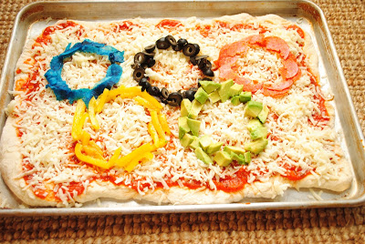 olympic pizza, olympic rings pizza, the style sisters, Homemade pizza