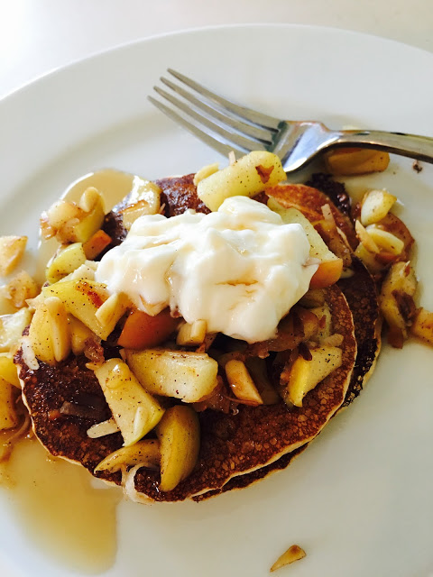 Kodiak cakes pancake waffle mix with sauteed apples and almonds, Pancake recipes, The Style Sisters