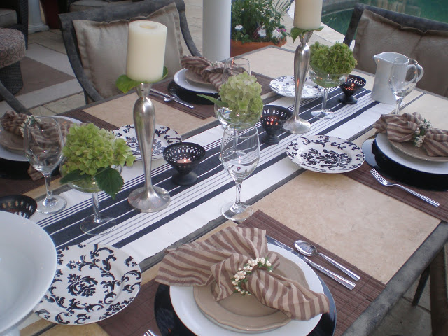 Dining by the pool soothing tablescape