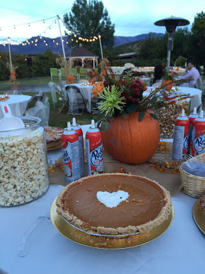 Easy wedding reception at home. Serve soup and pie at wedding reception. 