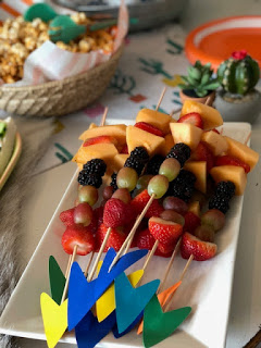Fruit kabobs for indian tribal baby shower