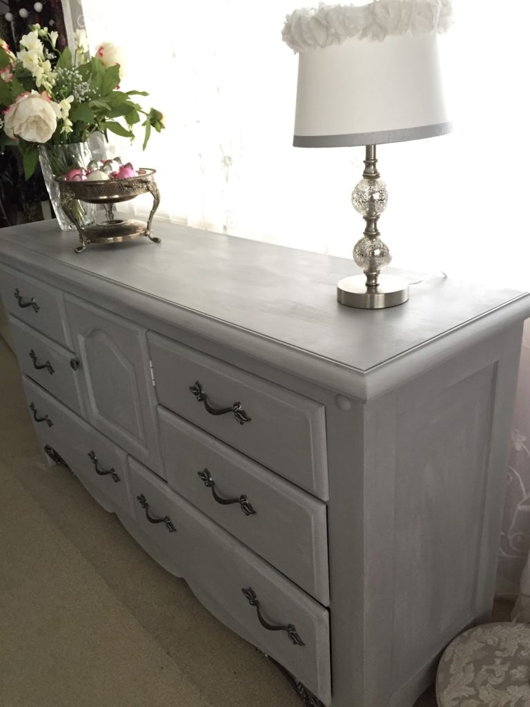 Annie Sloan Paris grey dresser makeover