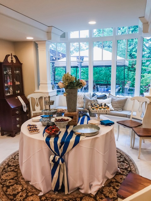 BYU Graduation Party Ideas- Blue and White dessert table
