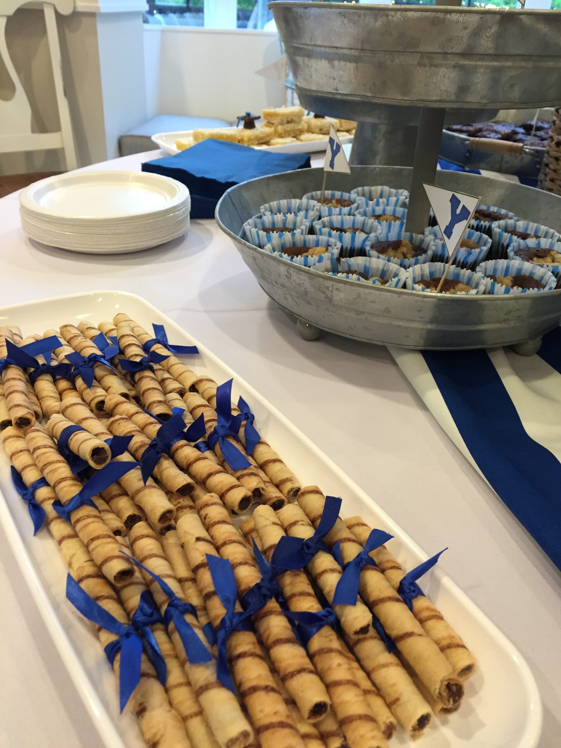 Blue & White Graduation Candy Buffet Idea