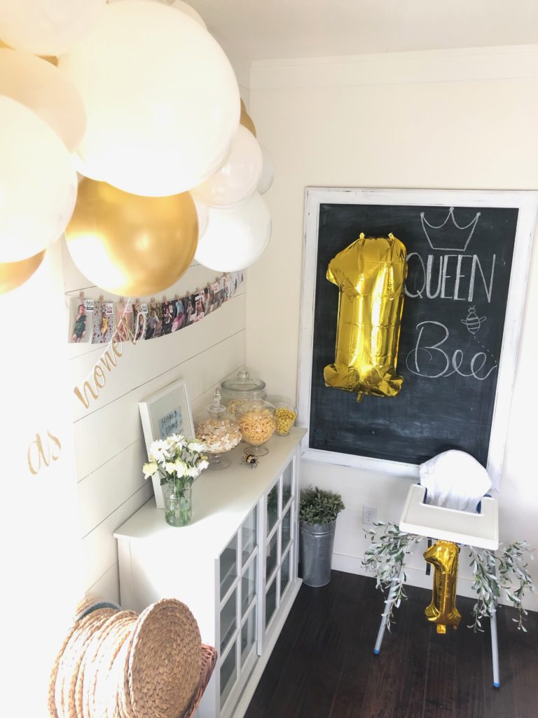Honey bee birthday party queen bee high chair