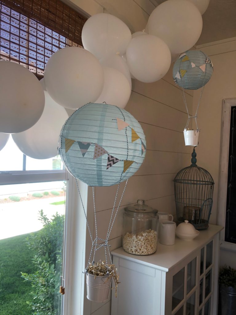 Hot air balloon baby shower diy decor