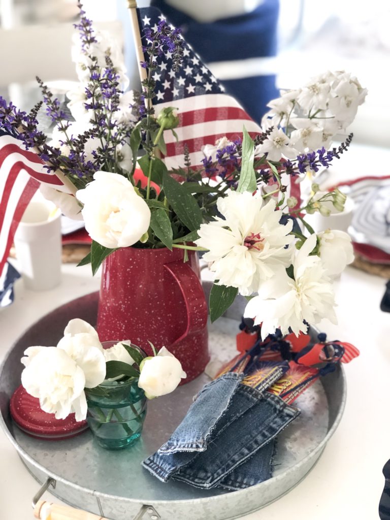 4th of July Red white and blue centerpiece, 4th of july party