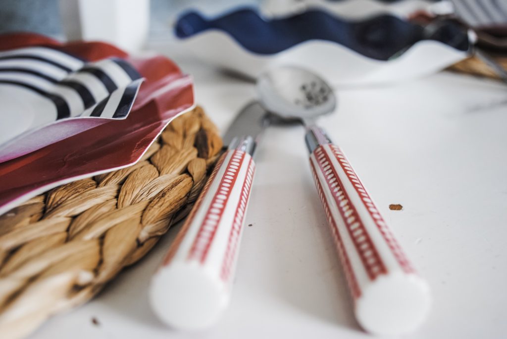 Red and white polka dot handled silverware