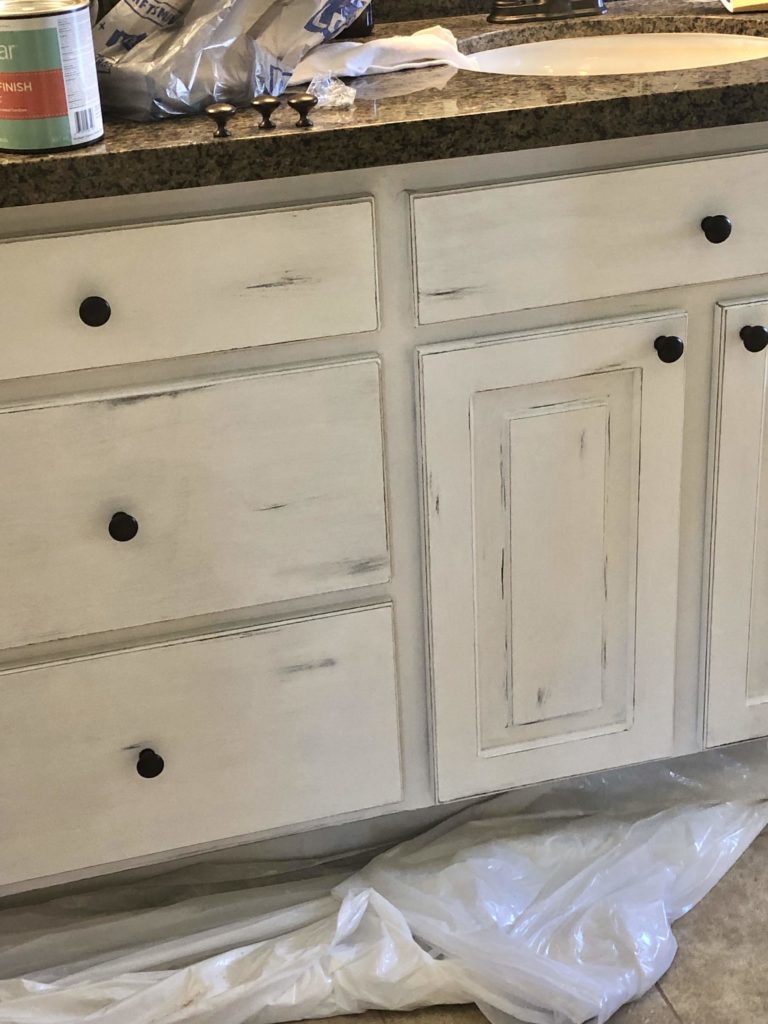 chalk painting bathroom cabinets