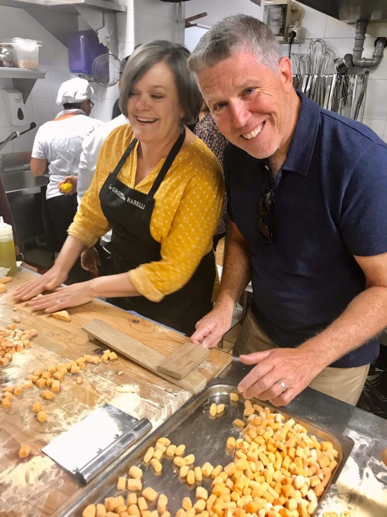 Karin and Mike making gnocchi in Italy- Karins Kottage