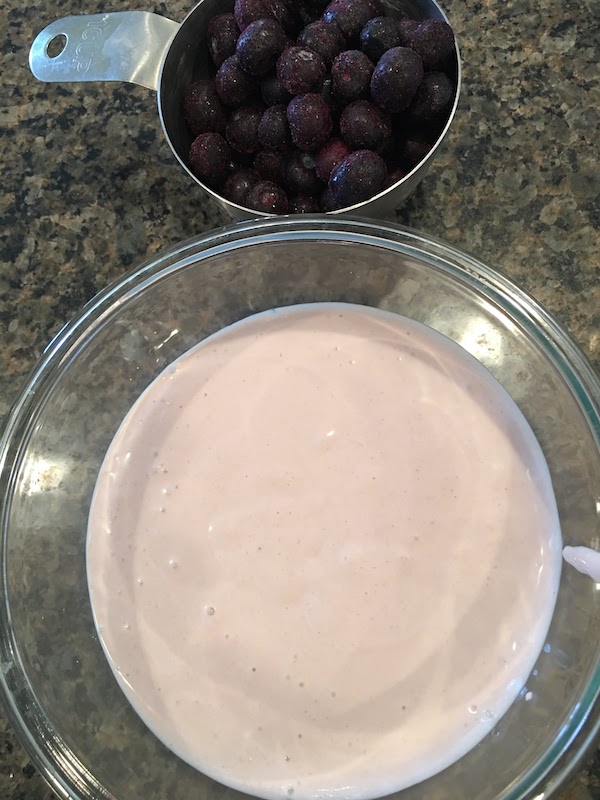Yogurt, cream and blueberries for Frozen Blueberry dessert