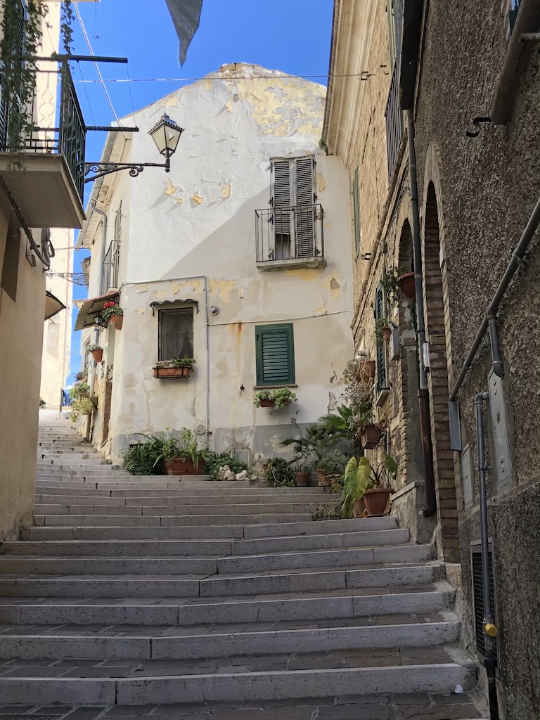 Our first trip to Casoli Italy walking down a street 