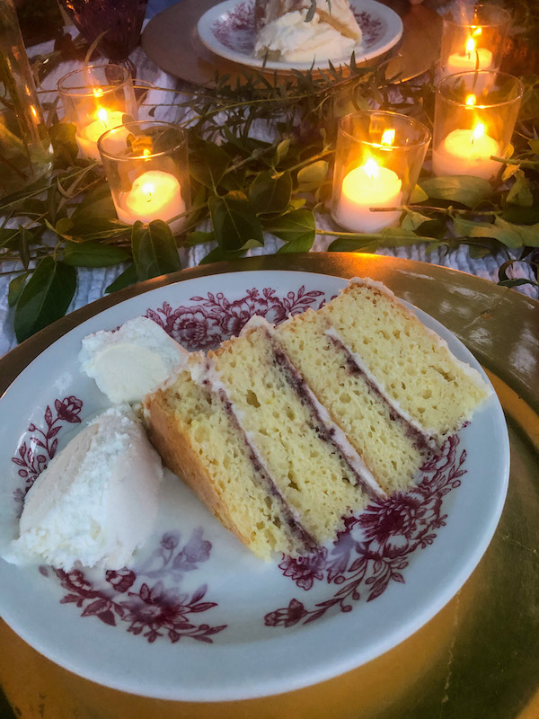 Layered lemon raspberry cake 