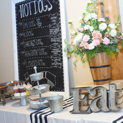 Peach and Navy Blue Wedding with a Hot Dog Bar!