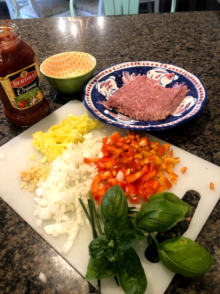 Ingredients for filling Zucchini boats recipe