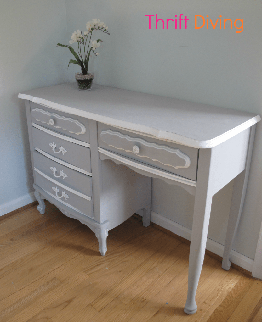 Centerpiece Wednesday Linky Party- Thrift Diving French Provincial Desk