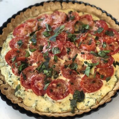 Tomato ricotta basil tart