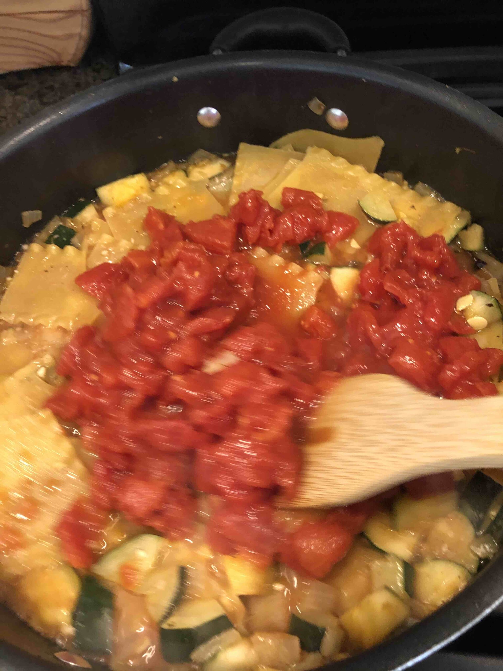skillet lasagna with tomatoes added