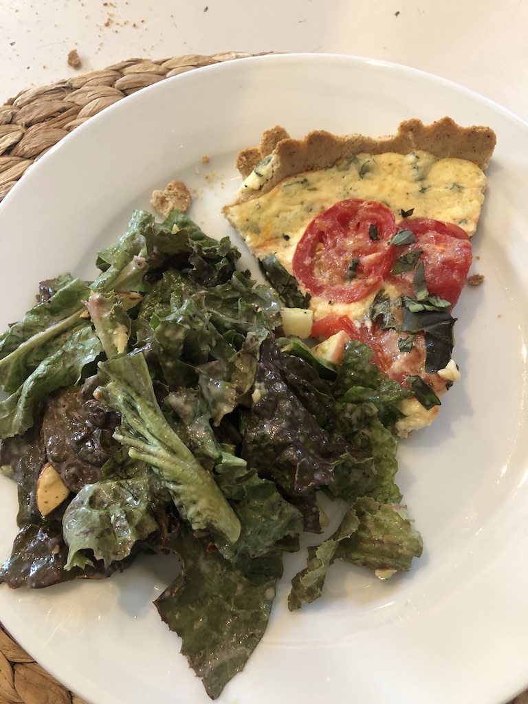 Tomato basil ricotta tart with side salad