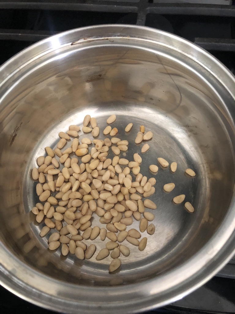 toasting pine nuts