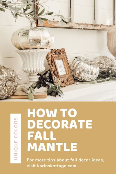 How To Decorate Fall Mantle With Silver Pumpkins - Karins Kottage